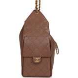 Chanel Medium 25 Hobo Bag Brown Caviar Antique Gold Hardware