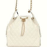 Chanel Medium 25 Hobo Bag White Caviar Antique Gold Hardware