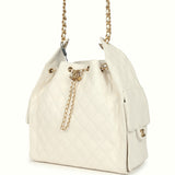 Chanel Medium 25 Hobo Bag White Caviar Antique Gold Hardware