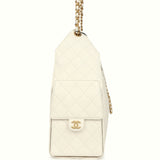 Chanel Medium 25 Hobo Bag White Caviar Antique Gold Hardware
