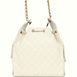 Chanel Medium 25 Hobo Bag White Caviar Antique Gold Hardware