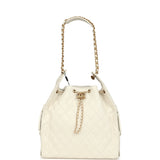 Chanel Medium 25 Hobo Bag White Caviar Antique Gold Hardware