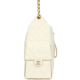Chanel Medium 25 Hobo Bag White Caviar Antique Gold Hardware