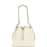 Chanel Medium 25 Hobo Bag White Caviar Antique Gold Hardware