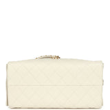 Chanel Medium 25 Hobo Bag White Caviar Antique Gold Hardware