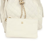 Chanel Medium 25 Hobo Bag White Caviar Antique Gold Hardware