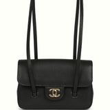 Chanel Preppy Coco Clutch with Straps Black Shiny Caviar Brushed Gold Hardware