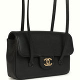 Chanel Preppy Coco Clutch with Straps Black Shiny Caviar Brushed Gold Hardware