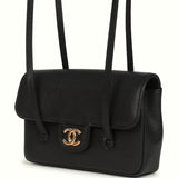 Chanel Preppy Coco Clutch with Straps Black Shiny Caviar Brushed Gold Hardware
