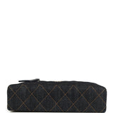 Chanel Top Handle Long Vanity Case with Chain Dark Blue Denim Light Gold Hardware