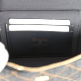 Chanel Top Handle Long Vanity Case with Chain Dark Blue Denim Light Gold Hardware