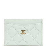 Chanel Classic Card Holder Light Blue Caviar Gold Hardware - Thumbnail View 1