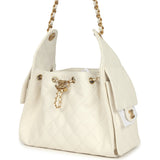 Chanel Small 25 Hobo Bag White Caviar Antique Gold Hardware