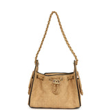 Chanel Mini 25 Hobo Bag Beige Raffia and Black Calfskin Antique Gold Hardware - Thumbnail View 6