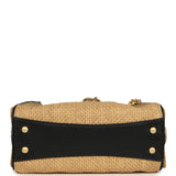 Chanel Mini 25 Hobo Bag Beige Raffia and Black Calfskin Antique Gold Hardware - Thumbnail View 7