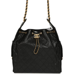 Chanel Medium 25 Hobo Bag Black Caviar Antique Gold Hardware