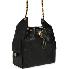 Chanel Medium 25 Hobo Bag Black Caviar Antique Gold Hardware