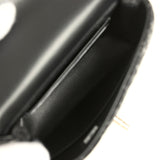 Chanel Nano Coco Top Handle Flap Bag Black Washed Denim Light Gold Hardware