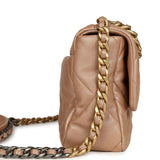 Chanel Large 19 Flap Bag Beige Iridescent Lambskin Mixed Metal Hardware