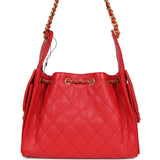 Chanel Small 25 Hobo Bag Dark Red Caviar Antique Gold Hardware