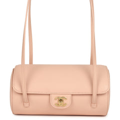 Chanel Preppy Coco Bowling Bag Light Pink Shiny Caviar Brushed Gold Hardware