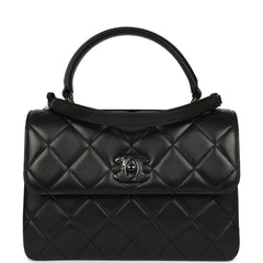 Chanel Medium Trendy CC Top Handle Flap So Bag Black Lambskin Black Hardware
