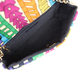 Pre-owned Chanel Medium Logo Flap Bag Rainbow Multicolored Printed Nylon Light Gold Hardware