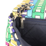 Pre-owned Chanel Medium Logo Flap Bag Rainbow Multicolored Printed Nylon Light Gold Hardware