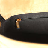 Chanel Coco Base Top Handle Flap Bag Brown Suede and Black Shiny Lambskin Brushed Gold Hardware