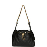 Chanel Small 25 Hobo Bag Black Caviar Antique Gold Hardware