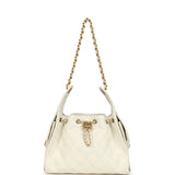 Chanel Small 25 Hobo Bag White Caviar Antique Gold Hardware