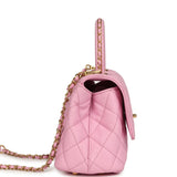 Pre-owned Chanel Mini Coco Top Handle Flap Bag Light Pink Caviar Brushed Gold Hardware - Thumbnail View 4