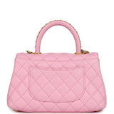 Pre-owned Chanel Mini Coco Top Handle Flap Bag Light Pink Caviar Brushed Gold Hardware - Thumbnail View 5