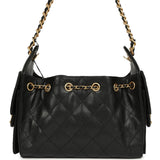 Chanel Mini 25 Hobo Bag Black Caviar Antique Gold Hardware
