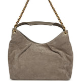 Chanel Maxi Hobo Bag Dark Grey Suede Antique Gold Hardware