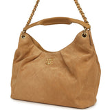 Chanel Maxi Hobo Bag Beige Suede Antique Gold Hardware