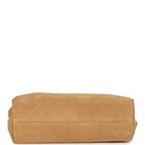 Chanel Maxi Hobo Bag Beige Suede Antique Gold Hardware