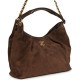 Chanel Maxi Hobo Bag Dark Brown Suede Antique Gold Hardware - Thumbnail View 2