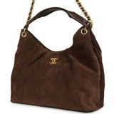 Chanel Maxi Hobo Bag Dark Brown Suede Antique Gold Hardware - Thumbnail View 3