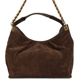 Chanel Maxi Hobo Bag Dark Brown Suede Antique Gold Hardware - Thumbnail View 5