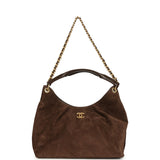 Chanel Maxi Hobo Bag Dark Brown Suede Antique Gold Hardware - Thumbnail View 6