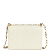 Preowned Chanel Small Chic Pearls Flap Bag White Calfskin Antique Gold Hardware - Thumbnail View 4