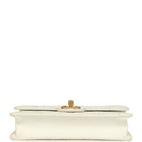 Preowned Chanel Small Chic Pearls Flap Bag White Calfskin Antique Gold Hardware - Thumbnail View 6