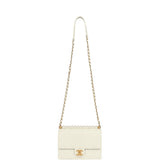 Preowned Chanel Small Chic Pearls Flap Bag White Calfskin Antique Gold Hardware - Thumbnail View 7