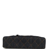 Chanel Top Handle Long Vanity Case with Chain Dark Blue Denim Light Gold Hardware - Thumbnail View 6