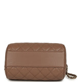 Chanel Mini Timeless Classic Barrel Bag with Chain Brown Shiny Caviar Light Gold Hardware