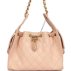Chanel Small 25 Hobo Bag Light Pink Caviar Antique Gold Hardware