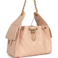 Chanel Small 25 Hobo Bag Light Pink Caviar Antique Gold Hardware