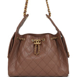 Chanel Small 25 Hobo Bag Brown Caviar Antique Gold Hardware - Thumbnail View 1