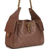 Chanel Small 25 Hobo Bag Brown Caviar Antique Gold Hardware - Thumbnail View 2